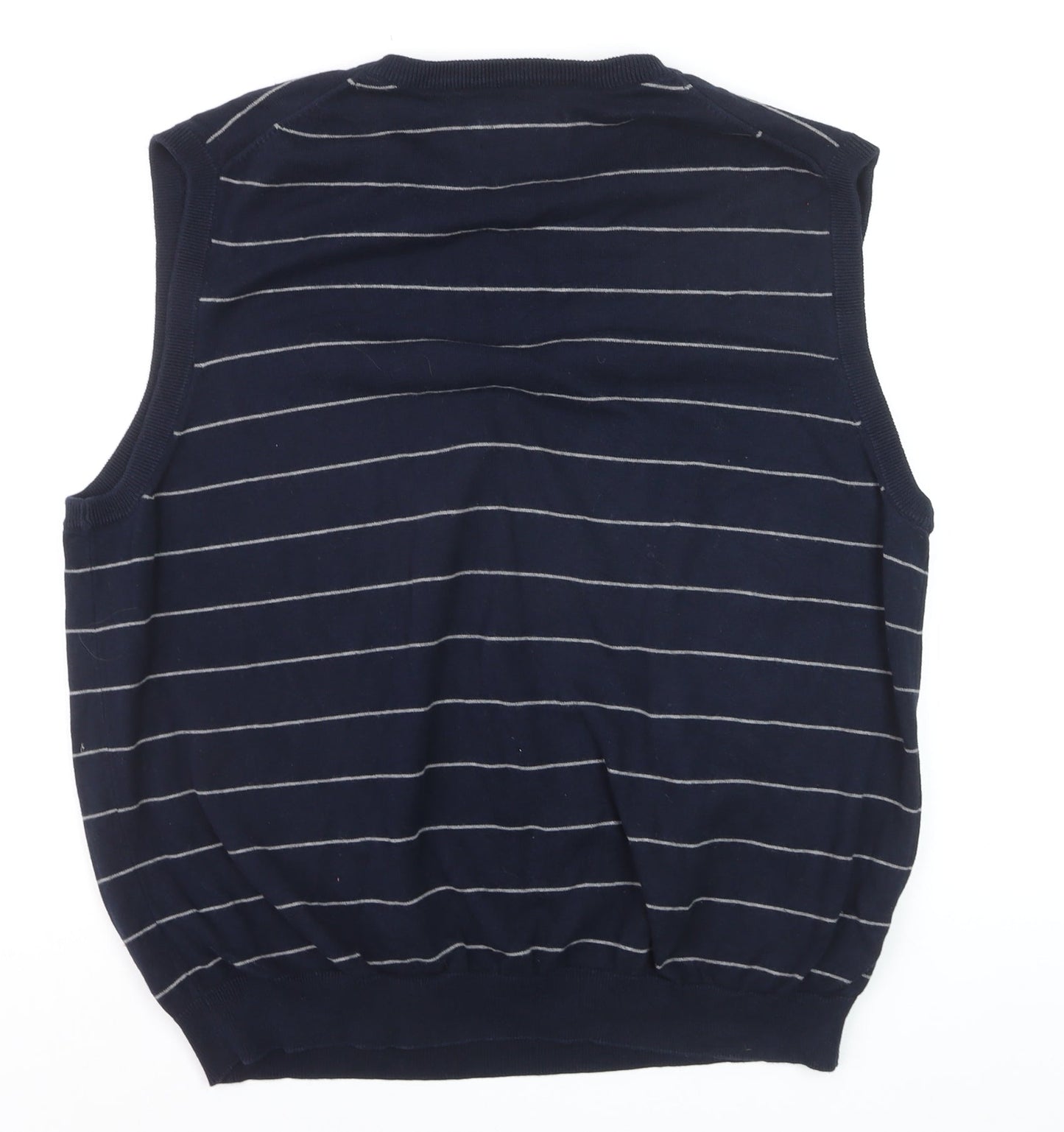 Chaps Men's Blue Striped Cotton V-Neck Sleeveless Vest XL