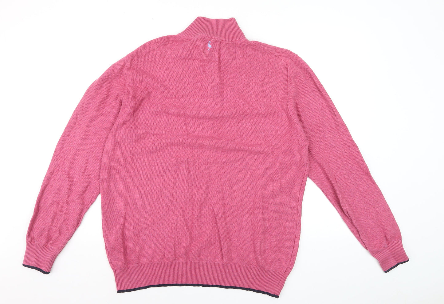 Tailorbyrd Men's Pink High Neck 1/2 Zip Cotton Blend Jumper XL
