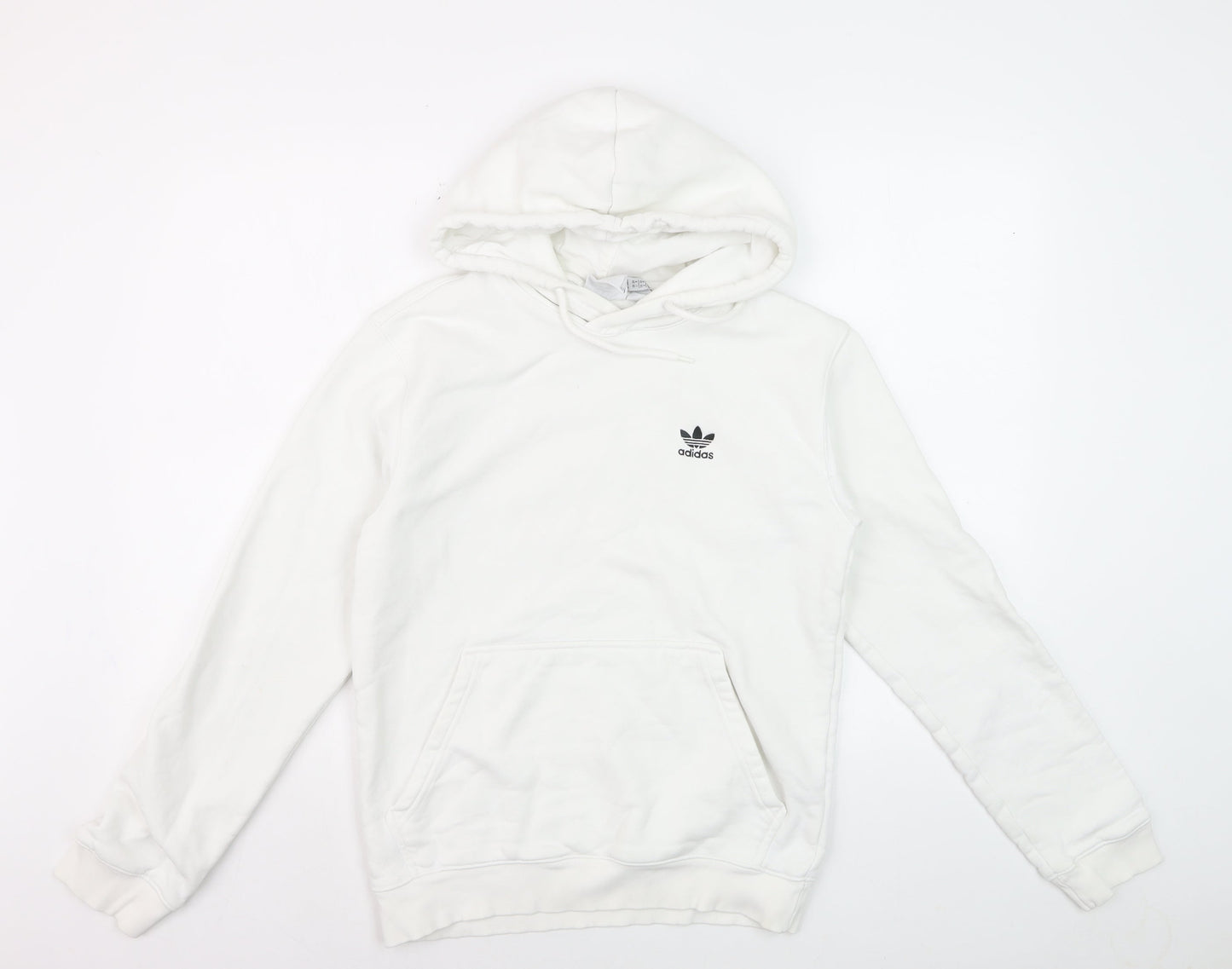 Adidas Girls White XS Pullover Fleece Hoodie with Logo