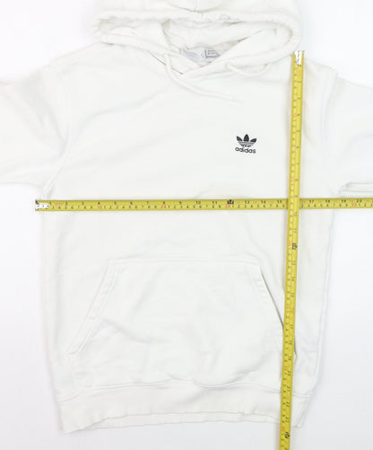 Adidas Girls White XS Pullover Fleece Hoodie with Logo