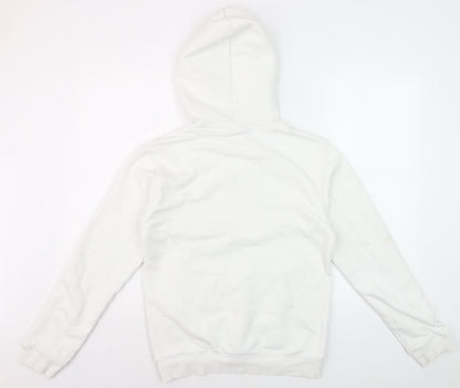 Adidas Girls White XS Pullover Fleece Hoodie with Logo