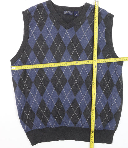Saddlebred Men's Blue Argyle V-Neck Cotton Knit Vest M