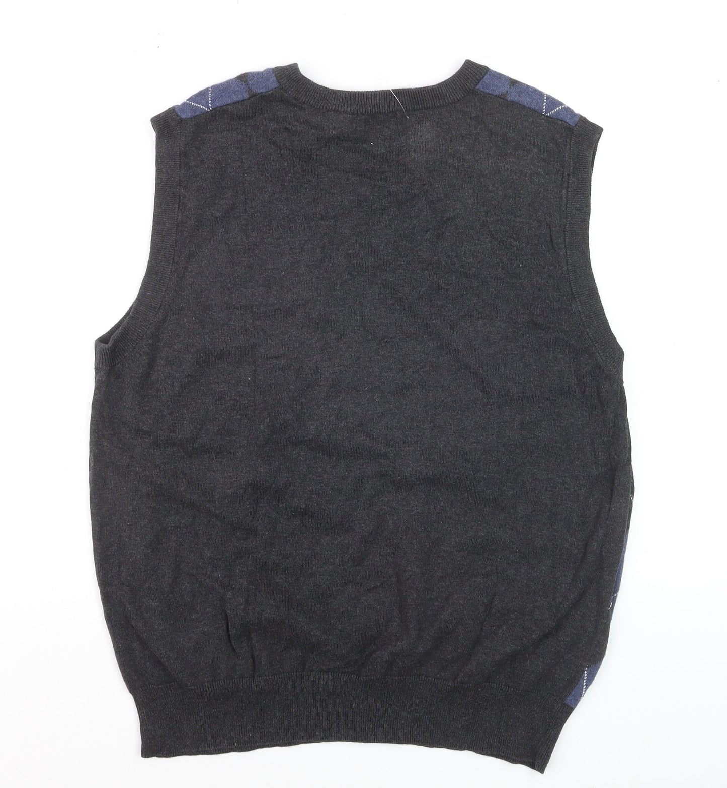 Saddlebred Men's Blue Argyle V-Neck Cotton Knit Vest M