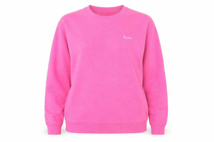 French Connection Womens Pink XL Pullover Sweatshirt Love Embroidered