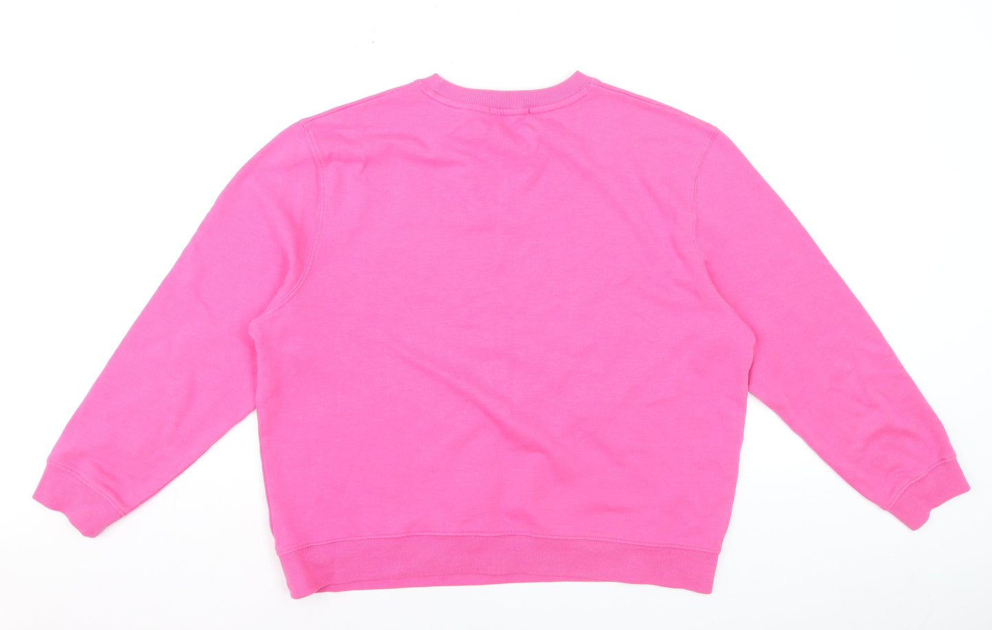 French Connection Womens Pink XL Pullover Sweatshirt Love Embroidered