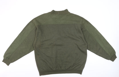I.O.U Men's Green XL Vintage 90s Graphic High Neck Pullover Jumper