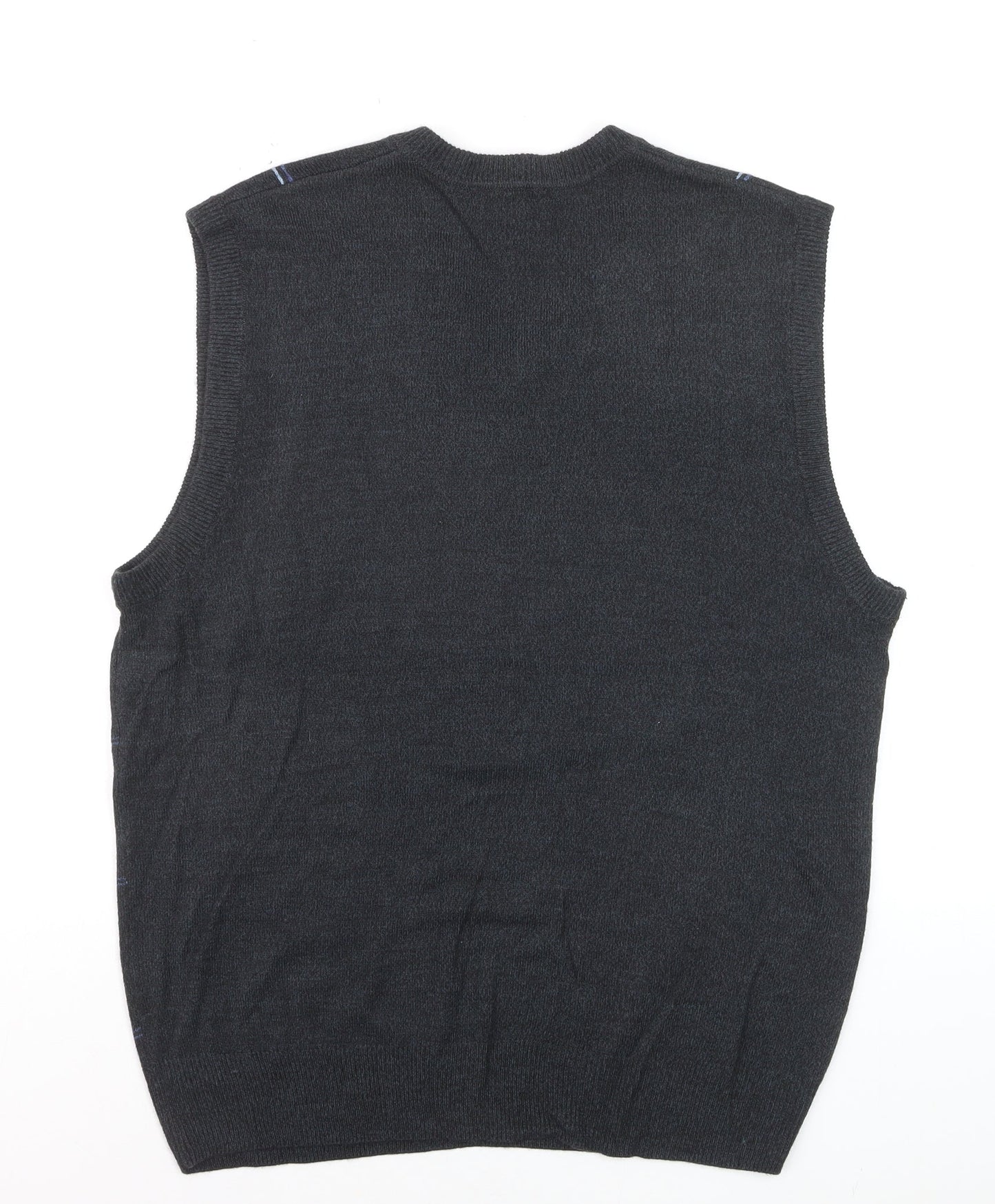 Dockers Men's Black Check Knit V-Neck Sleeveless Vest Large