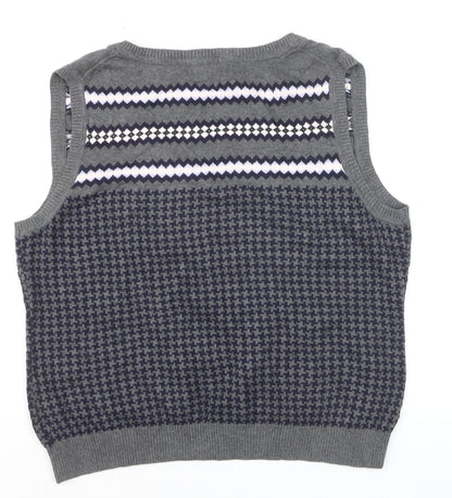 Tommy Hilfiger Men's Grey Fair Isle Sleeveless Knit Vest Jumper XL