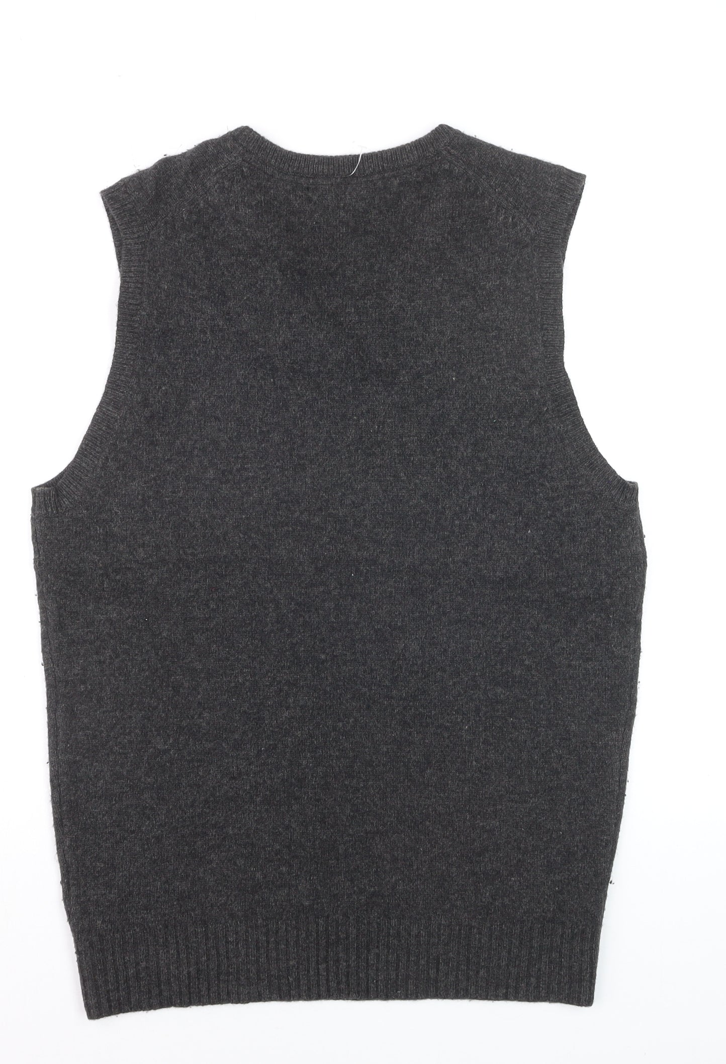 Le 31 Men's Grey Argyle Lambswool V-Neck Vest L Sleeveless Knit Jumper