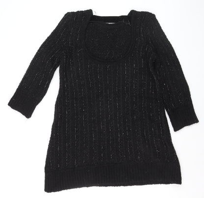ZARA Women Black Sequin Knit Pullover Jumper Size L