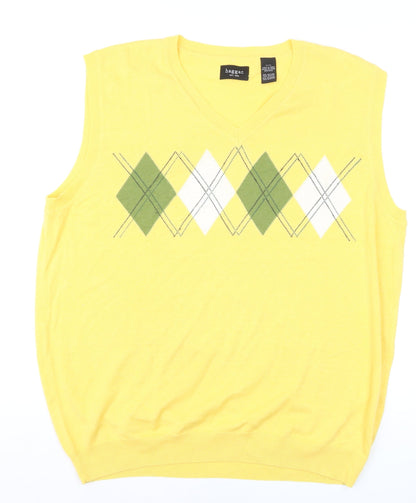 Haggar Men's Yellow Argyle Sleeveless V-Neck Knit Vest XL