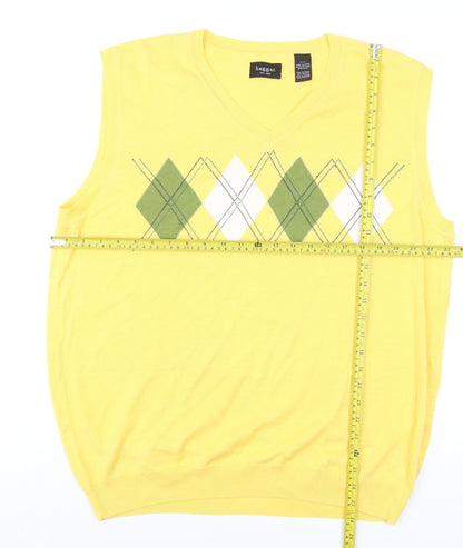 Haggar Men's Yellow Argyle Sleeveless V-Neck Knit Vest XL