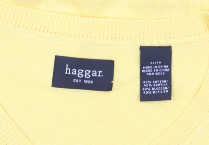 Haggar Men's Yellow Argyle Sleeveless V-Neck Knit Vest XL