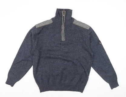 Ocean Sport Men's Blue Wool Blend Half Zip Jumper M
