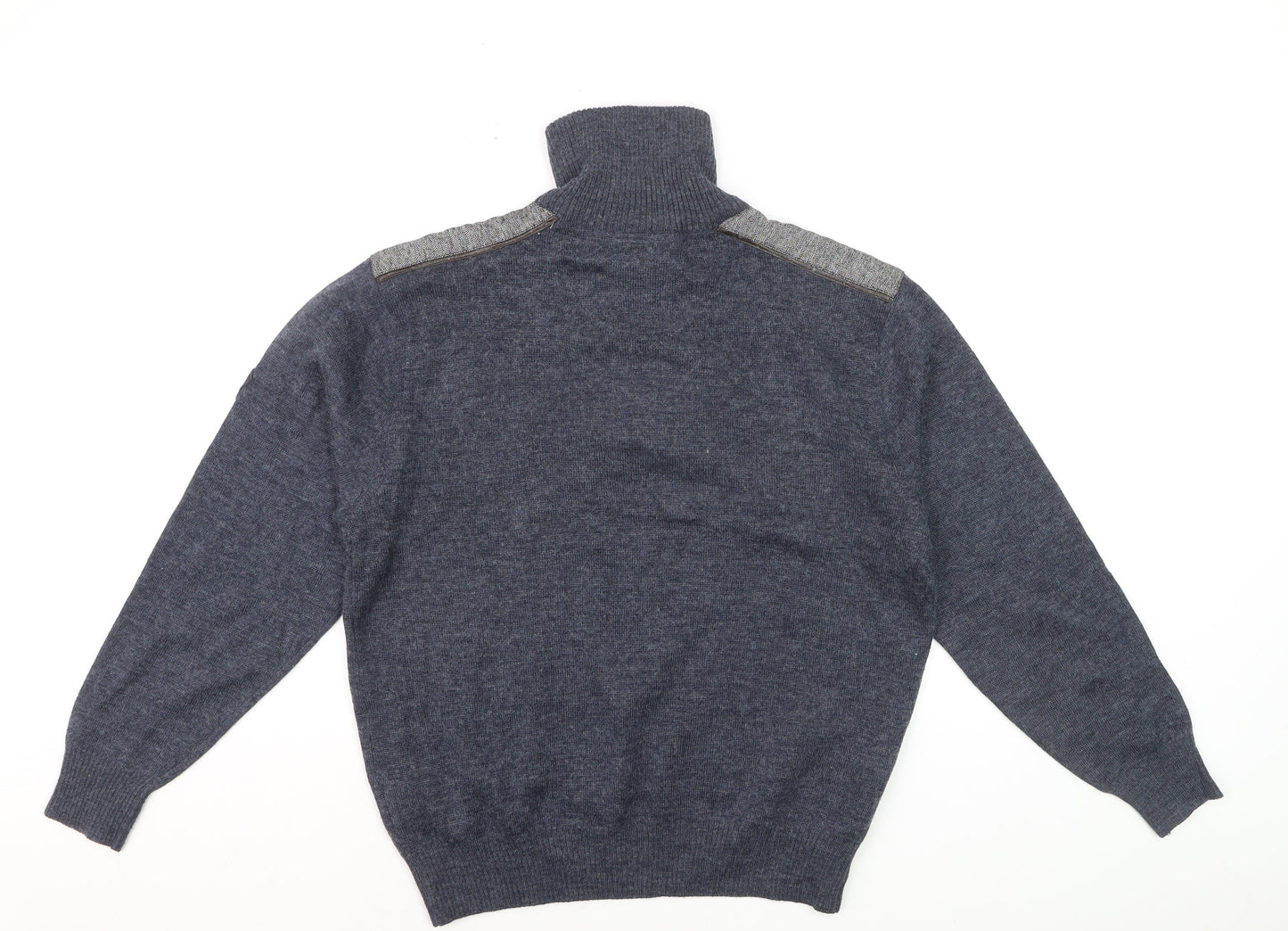 Ocean Sport Men's Blue Wool Blend Half Zip Jumper M