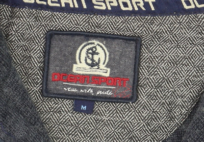 Ocean Sport Men's Blue Wool Blend Half Zip Jumper M