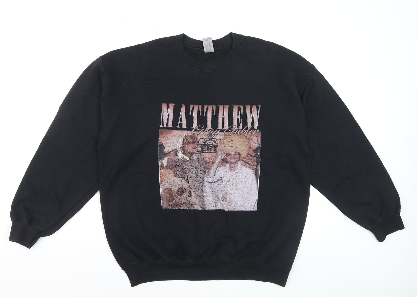 Gildan Men's Black Heavy Blend Graphic Pullover Sweatshirt L