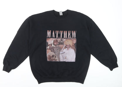 Gildan Men's Black Heavy Blend Graphic Pullover Sweatshirt L