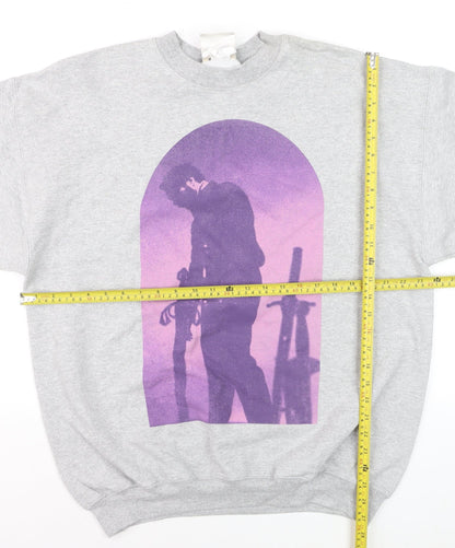 Hanes Men's Grey L Graphic Print Pullover Sweatshirt Retro Music Design