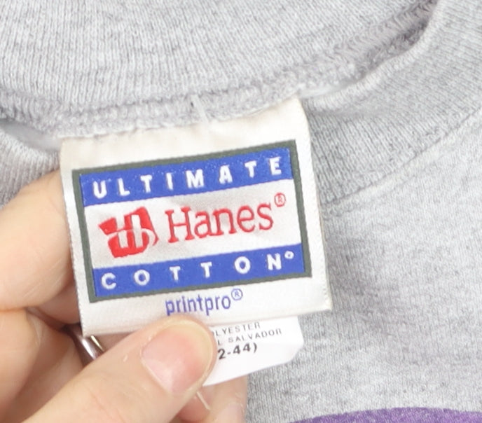 Hanes Men's Grey L Graphic Print Pullover Sweatshirt Retro Music Design