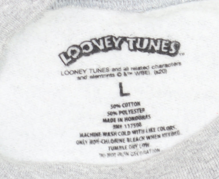 Looney Tunes Men's Grey Tweety Graphic Sweatshirt Pullover L