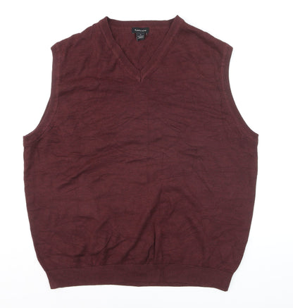 Van Heusen Men’s Red V-Neck Cotton Blend Sleeveless Vest L