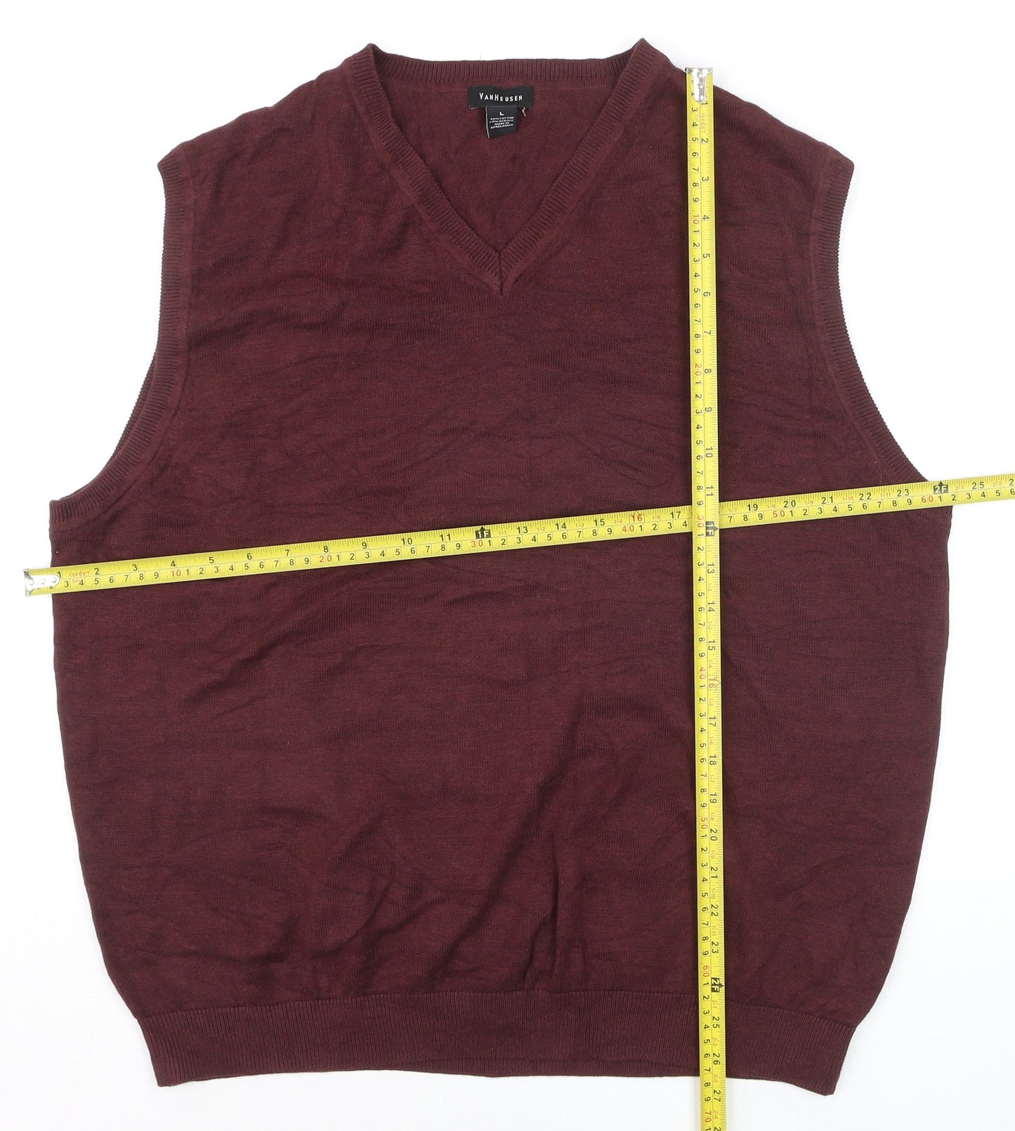 Van Heusen Men’s Red V-Neck Cotton Blend Sleeveless Vest L