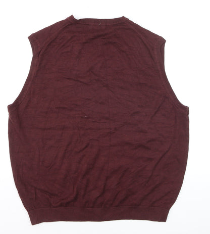 Van Heusen Men’s Red V-Neck Cotton Blend Sleeveless Vest L