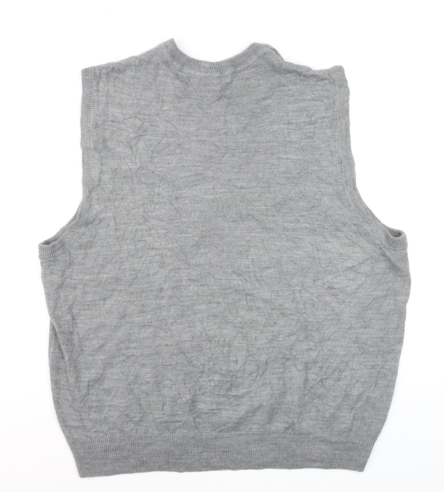 Dockers Men's Grey Argyle V-Neck Sweater Vest 2XL Regular Fit