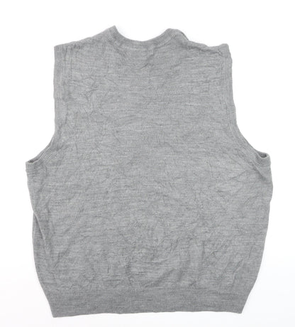 Dockers Men's Grey Argyle V-Neck Sweater Vest 2XL Regular Fit