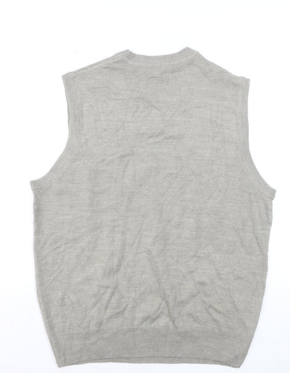 Dockers Men's Grey Argyle V-Neck Knit Sleeveless Vest L