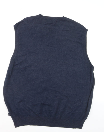 IZOD Men's Blue Argyle Sleeveless V-Neck Cotton Blend Knit Jumper Vest XL