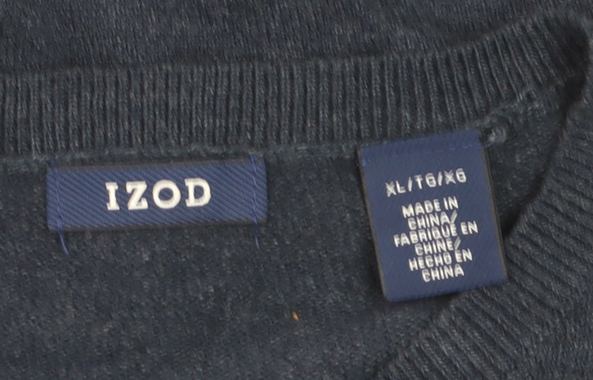 IZOD Men's Blue Argyle Sleeveless V-Neck Cotton Blend Knit Jumper Vest XL