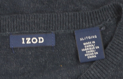 IZOD Men's Blue Argyle Sleeveless V-Neck Cotton Blend Knit Jumper Vest XL
