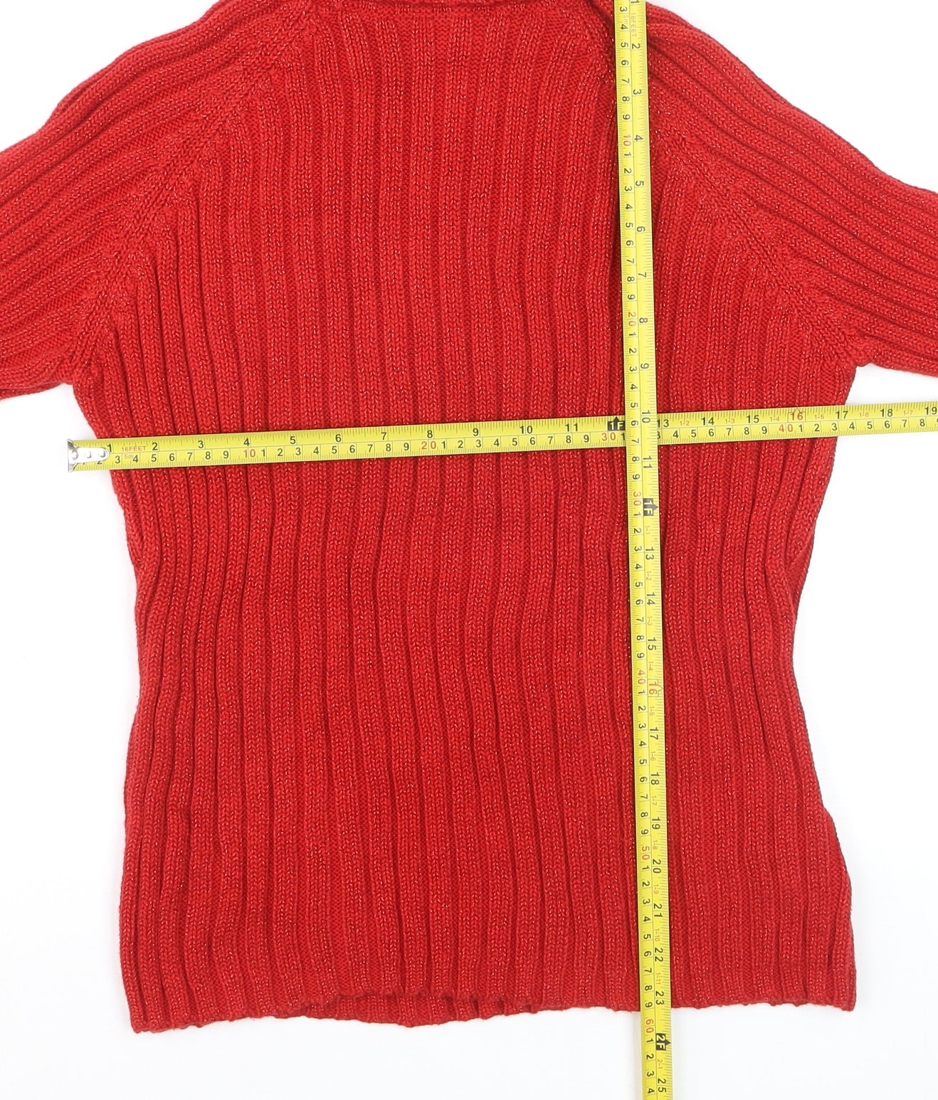 St. John's Bay Women's Red Roll Neck Cotton Knit Jumper Size L