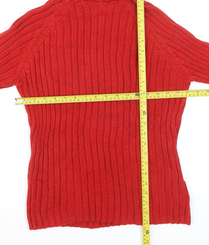 St. John's Bay Women's Red Roll Neck Cotton Knit Jumper Size L