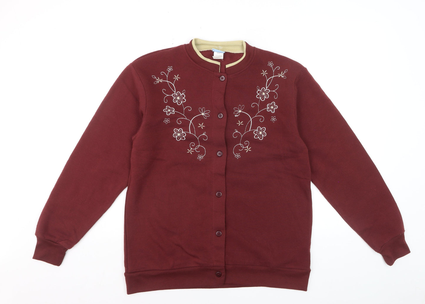Comfort Corner Women's Red Embroidered Cardigan Size S