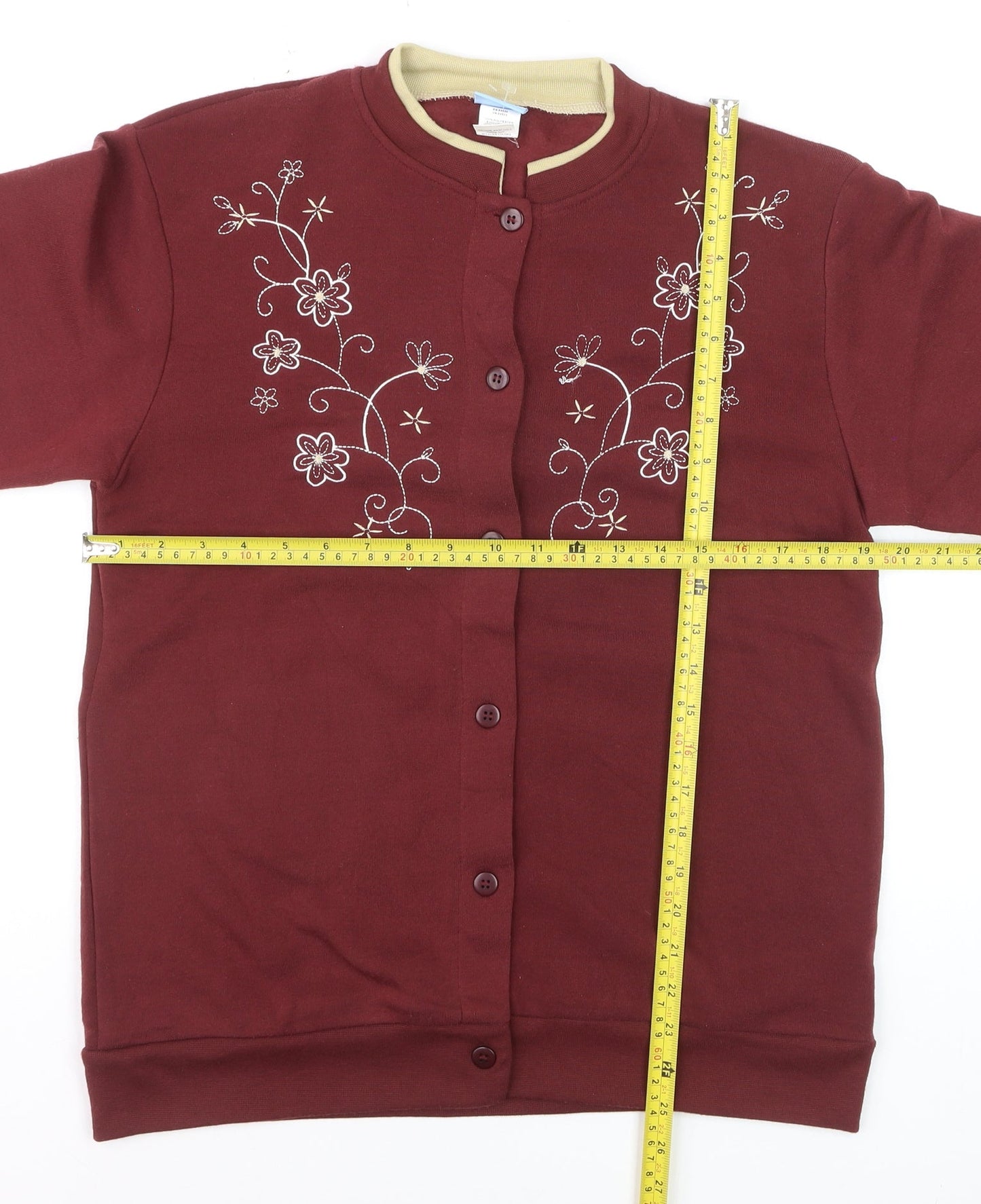Comfort Corner Women's Red Embroidered Cardigan Size S