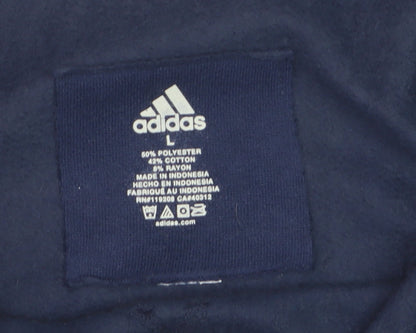 Adidas Womens Navy Blue Pullover Sweatshirt L Logo Pocket Casual