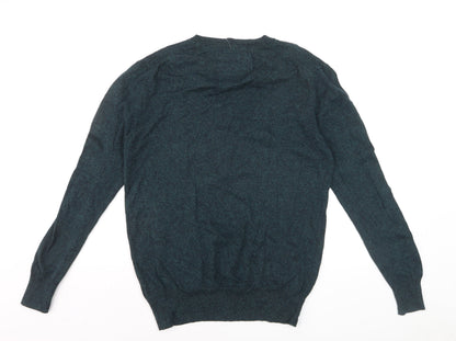 Superdry Men's Green V-Neck Knit Jumper Size L Cotton Blend