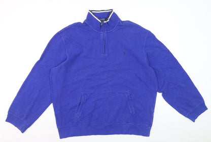 Polo Ralph Lauren Men's Blue XL 1/4 Zip Cotton Sweatshirt