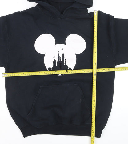 Gildan Women's Black Pullover Hoodie Medium Disney Castle Print