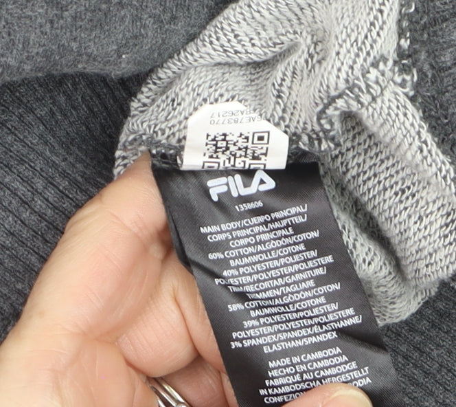 FILA Men's Grey Logo Pullover Sweatshirt M Regular Fit