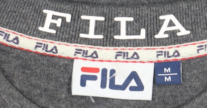 FILA Men's Grey Logo Pullover Sweatshirt M Regular Fit