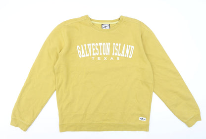 Shark Tee Men's Yellow Galveston Island Texas Pullover Sweatshirt L