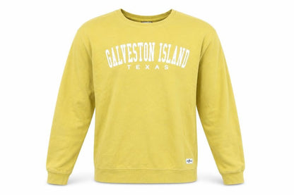 Shark Tee Men's Yellow Galveston Island Texas Pullover Sweatshirt L