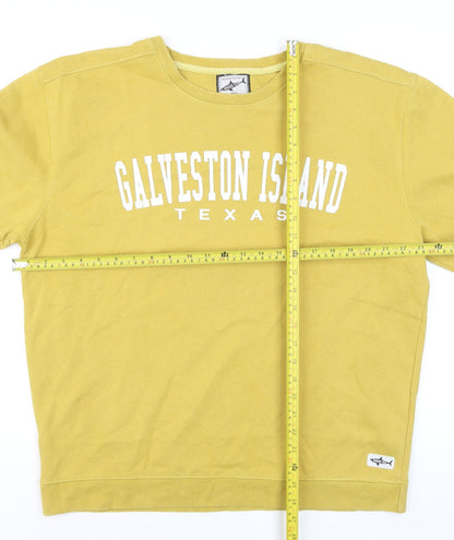 Shark Tee Men's Yellow Galveston Island Texas Pullover Sweatshirt L