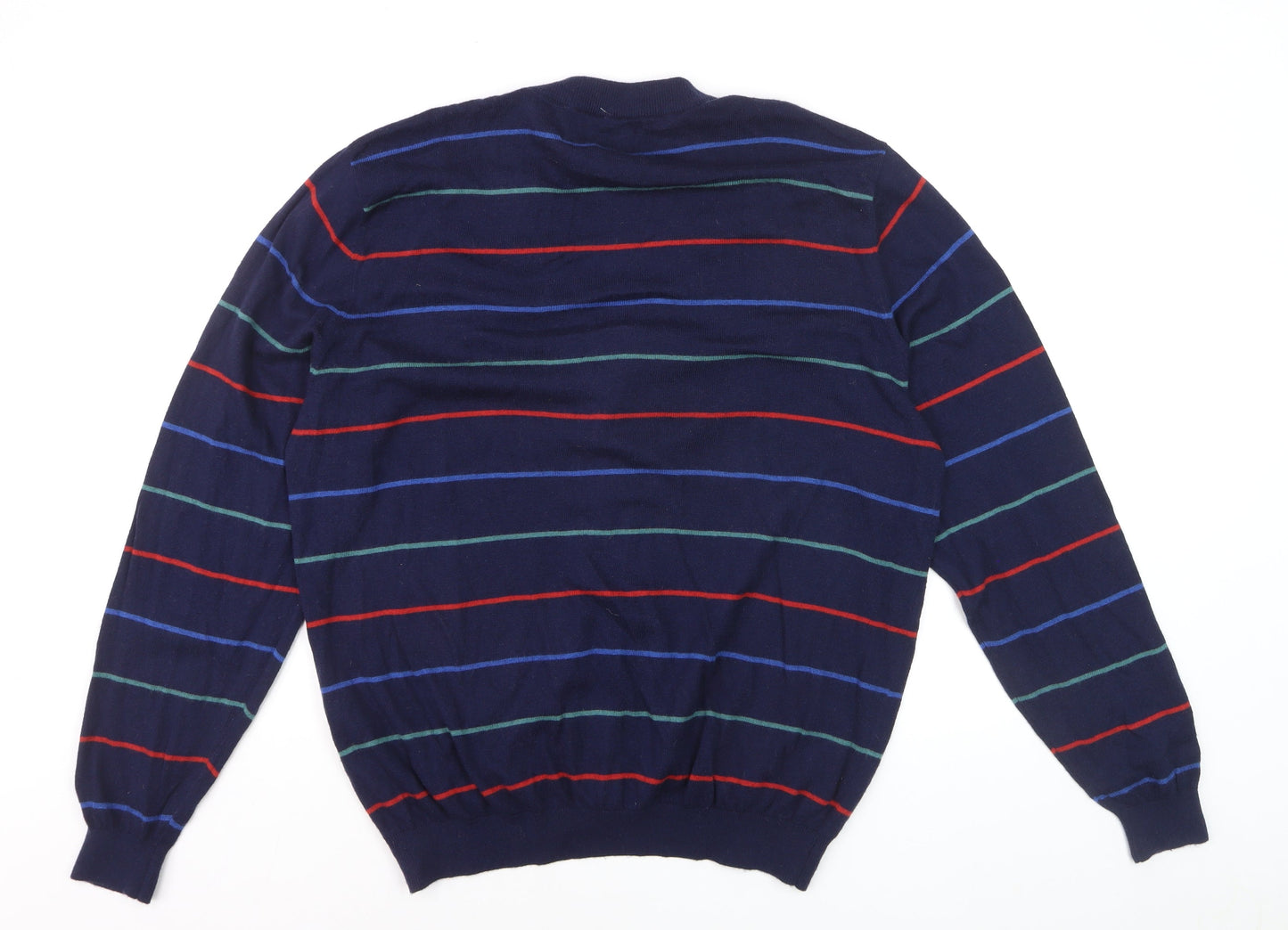 Oxford Golf Men's Blue Striped Merino Wool Cardigan L