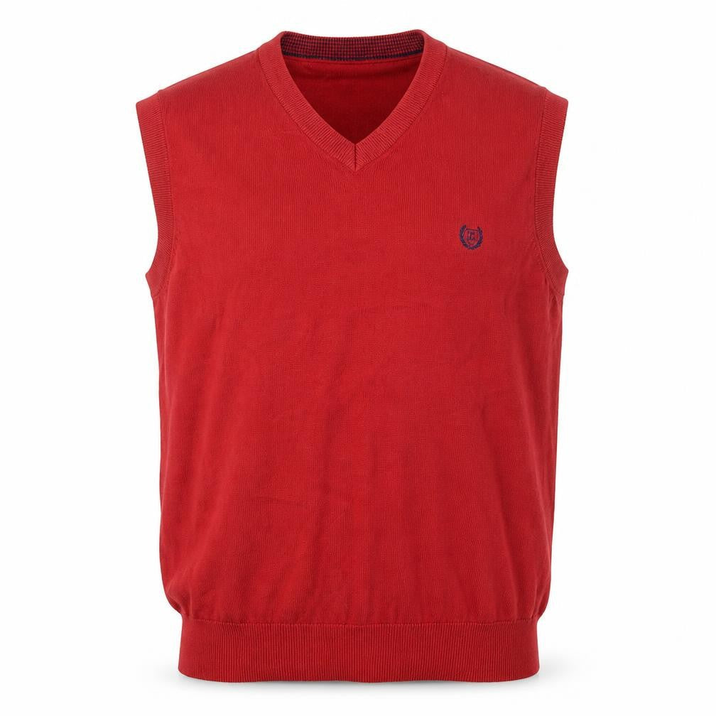 Chaps Men's Red Cotton V-Neck Sleeveless Vest Jumper Size M