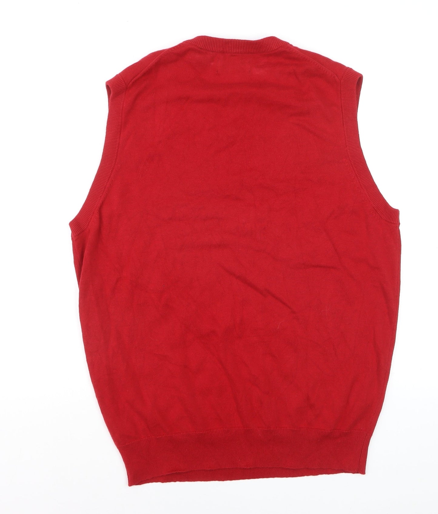 Chaps Men's Red Cotton V-Neck Sleeveless Vest Jumper Size M